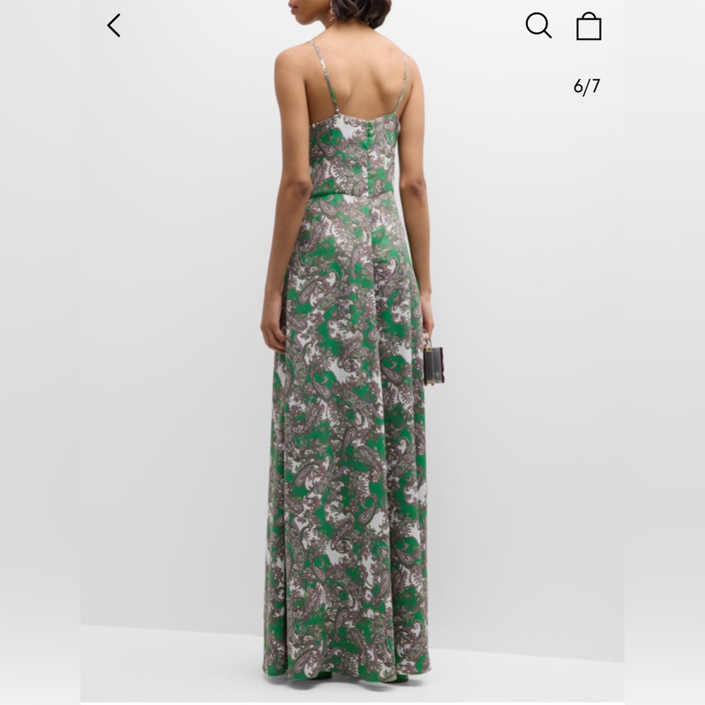 L'AGENCE Green and Gray Paisley Maxi Dress - Picture 2 of 7
